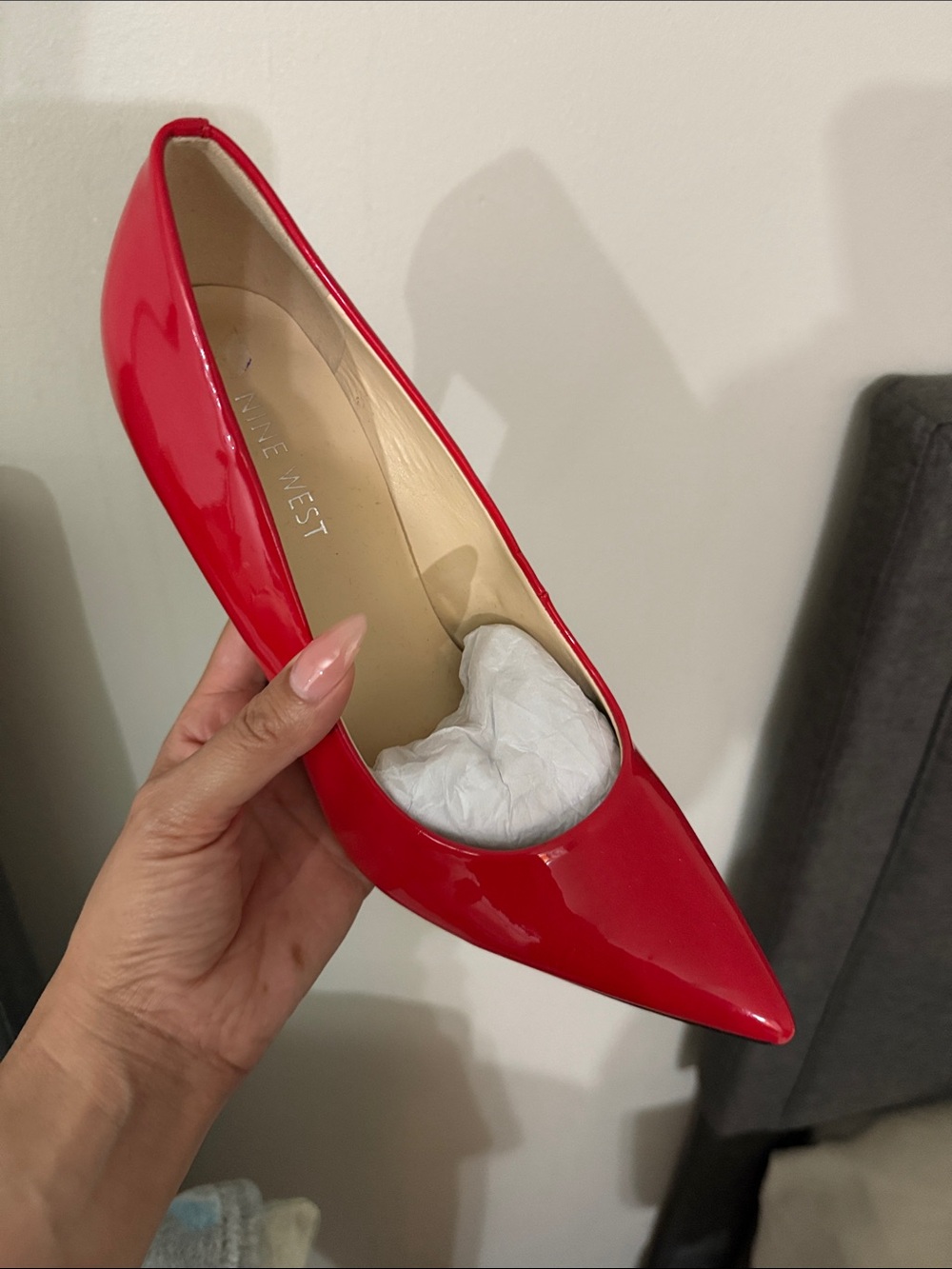 Nine West Red Patent Pointed Toe Pump